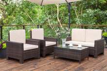Walnew 4-Piece Wicker Outdoor Patio Conversation Set with Cushions(SP1)