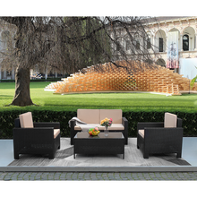 Walnew 4-Piece Wicker Outdoor Patio Conversation Set with Cushions(SP1)